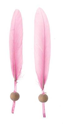 GLOREX 6 3822 221 veer met houten parel 6 stuks roze 13-14 cm, roze