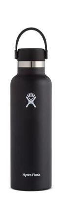 HYDRO FLASK - Waterfles van 621 ml - Vacuüm Geïsoleerde Roestvrij Stalen Drinkfles met Lekvrije Flex Cap - Dubbelwandige Herbruikbare Fles met Poedercoating - BPA-vrij - Standaard Opening - Black