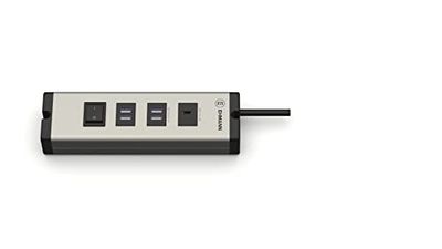 EHMANN 0601x04032031 Universal Aluminium, USB Snabbladdare Mobilladdare (2 x USB-A Dubbelportar, 1 USB-C-Port), 1,5 m Kabel, för Laddning av Smartphone, Surfplatta, etc.