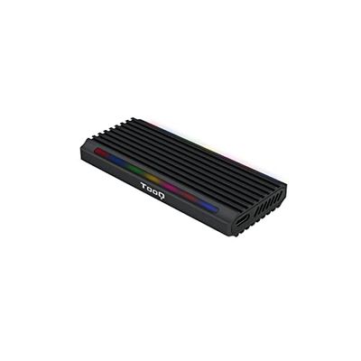 TOOQ TQE-2222B - M.2 NGFF/NVMe SSD-hölje "Shinobi", USB-C-anslutning (USB 3.1 Gen2 10Gbps), RGB, färg Svart