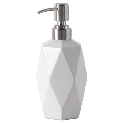 Fun Elements - Dispenser di sapone liquido, in ceramica, 350 ml, per lozioni e lozioni, in porcellana, per cucina, bagno, bagno (bianco)