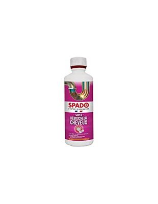 SPADO - Super déboucheur cheveux - Gel concentré - bouchons tenaces et eau stagnante -Spécial cheveux - action dès 10min - compatible canalisations et fosses septiques - 500 ML - Fabriqué en France