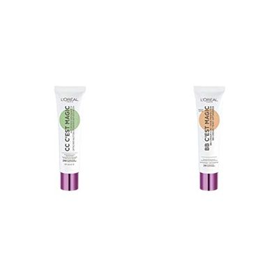 L'Oreal C'est Magic Cc Cream Anti-Redness & Paris BB Cream C'est Magic 04 Medium, Ultra-Lightweight, Infused with Natural Ingredients Fig Extract, Pro-vitamin B5 and Vitamin E, SPF 20