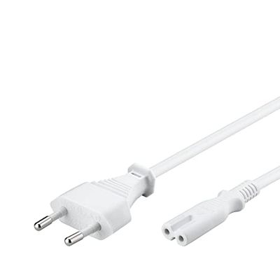 Goobay 93988 Euro netsnoer 2-polig C7-aansluiting type C Eurostekker verlenging stroomkabel eurokabel huishoudelijke apparaten wit verlengkabel 5 m