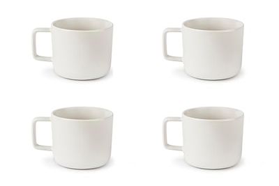 Excelsa Nordic Set of 4 White Tea Cups, Stoneware Ceramic, Capacity 210 ml
