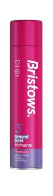 Bristow's Natural Hold Hairspray, pack of 6, up to 24 hours hold, tames flyaways, non-sticky, Vegan, protects against humidity, 400ml