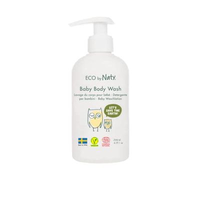 Eco by Naty Baby Lichaam Wassen - Reinigende, hypoallergene douchegel, lichaamswas op basis van planten met aloë vera en voedende olie (fles van 200 ml)