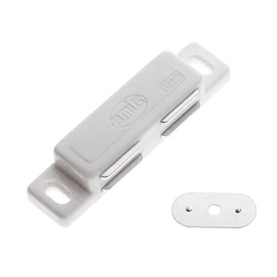 Amig - Pacote de 2 golfinhos magnéticos duplos Mod.20 acabamentos em branco - fecho oculto para portas de armários e móveis de casa ou escritório - Medidas: 76 x 18 mm - Parafusos de fixação estão