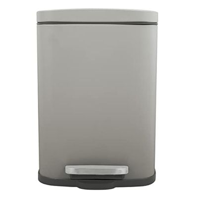 Spirella - Poubelle de Salle de Bain à Pédale en INOX AKIRA - Fermeture Douce Easy-Close, Revêtement Anti Trace de Doigts - 21,4 x 17,6 x 30 cm - 5L - Taupe Mat