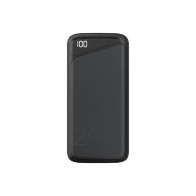 goobay 53939 QC 3.0 Powerbank 20.000 mAh met snellaadfunctie/externe accu/powerbank voor smartphone en tablet/oplader, powerpack met 2 USB-A-poorten, zwart, compact