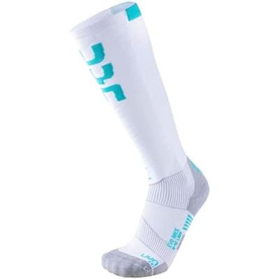 UYN Ski Lady, Evo Race Calza da Sci Donna, White/Water Green, 41/42