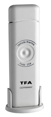 TFA Dostmann Émetteur supplémentaire, 30.3163, pour thermomètre numérique sans Fil Ratio, émetteur de température, Transmission sans Fil, Blanc