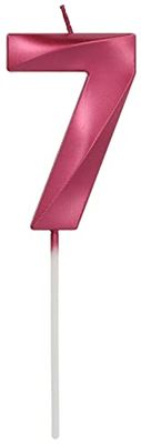 Folat 18887 Kaars Glamour Cijfer 7 Rood Metallic