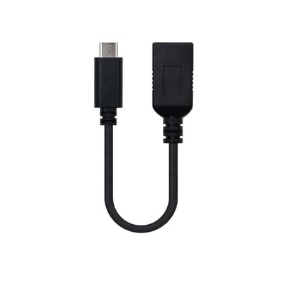 USB 3.1 Gen1 kabel, type USB-C stekker naar USB-A-aansluiting, zwart, lengte 15 cm, ondersteunt snel opladen tot 3 A, ondersteunt OTG-functie voor het aansluiten van randapparaten.