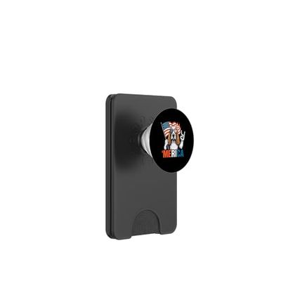 Basset Hound Merica American Flag 4th Of July Dog Lover PopSockets PopWallet for MagSafe