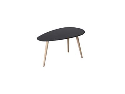 Ibbe Design Fly Ovale Table Basse de Salon Style Moderne Skandinave Table de Salon Noir , MDF et Bois Pieds en Bois de Hêtre Massif, 75x43x39 cm
