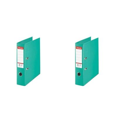 Esselte A4 Lever Arch File, Light Green, 72mm Spine, Plastic, 811312 (Pack of 2)
