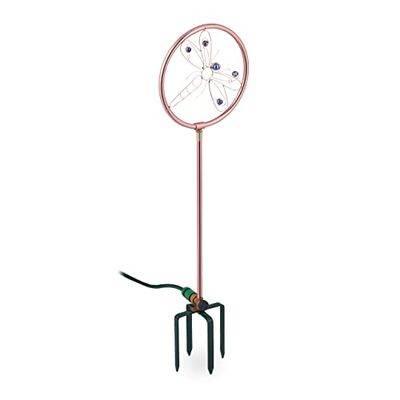 Relaxdays Arroseur de pelouse Design Libellule, 3/4", avec Pique, arroseur et décoration de Jardin, métal, cuivre