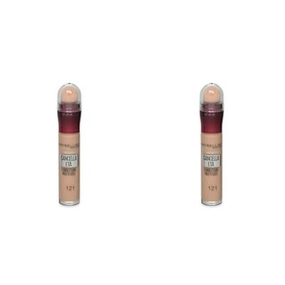 Maybelline New York, penna di copertura istantanea anti-età, correttore con micro applicatore, n. 121 Light Honey, 6,8 ml (Confezione da 2)