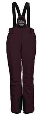 Killtec Ksw 249 Wmn Ski Pnts Pantaloni Funzionali da Sci con Bretelle Rimovibili, Protezione Bordi e ghetta antineve, Prugna Scuro, 38 Donna