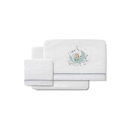 Interbaby Draps Coralina New Sleeping Blanc et Vert pour nacelle et Chariot bébé