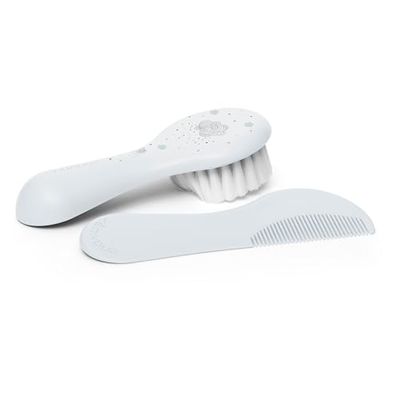 Suavinex Escova e pente para bebés, ideal recém-nascidos, escova de fibras povoadas e macias, pente com cantos redondos, sem puxões, respeita o couro cabeludo, verde