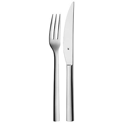 WMF Nuova - Talheres para carne, faca e garfo monobloco de aço inoxidável