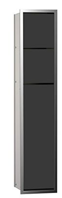 Emco Asis 150 975027950 Armoire de Salle de Bain encastrée pour WC, lingettes humides, Chrome/Noir, Armoire encastrable, butée de Porte au Choix, métal, Taille Unique