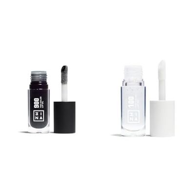 3INA MAKEUP - The Color Lip Oil 900 + The Color Lip Oil 100 - Negro + Transparente - Bálsamo de Labios con 24h de Hidratación & Ácido Hialurónico - Efecto Brillante y Voluminizador - Brillo de Labios