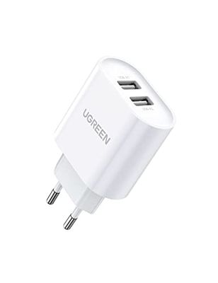 UGREEN USB-laddare Flera 3,4A laddningskontakter USB 2 portar USB Power Bank Kompatibel med iPhone 16/15/14/13/12/11/X/8/7, iPad, Galaxy S10 S9 A51, mobiltelefoner, kameror, surfplattor etc.