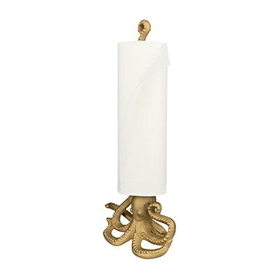 WallCharmers Porte-Serviettes en Papier doré, Support de Papier Toilette ou de Cuisine pour Sol ou comptoir, Pieuvre dorée