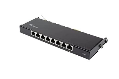 Good Connections® Patchpanel/patchveld - Desktop - Cat. 6, 250 MHz - GIGABIT geschikt - 8-Port - 0,5 HE - STP afgeschermd - zonder gereedschap openen - diepzwart (RAL9005)