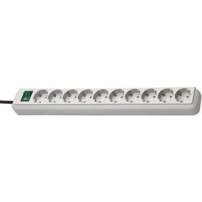 Brennenstuhl Eco-Line regleta de enchufes con 10 Tomas de Corriente (Cable de 3 m, Interruptor) Gris