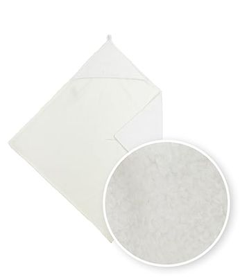 Meyco Toalla con Capucha bouclé, Toalla de baño para bebé (Albornoz de poliéster, Toalla con Capucha, Adecuada para la Silla del Coche, tamaño: 80 x 80 cm), Blanco Hueso