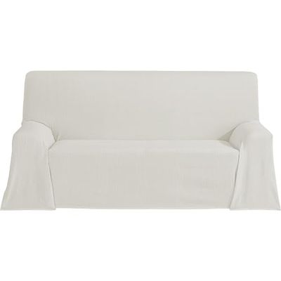 ECOMMERC3 Multifunctionele sprei, afmetingen 130 x 180 cm, voor bank of bed, multifunctionele sprei, ecru, decoratief, voor bank, bed, bankovertrek, licht en elegant