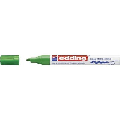 edding 750 gloss paint marker - green - 1 paint marker - round nib 2-4 mm - paint pen for glass, pebbles, wood, plastic, paper - waterproof, high coverage