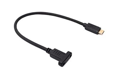 System-S USB 3.1 kabel 30 cm type C stekker naar bus schroef adapter in zwart