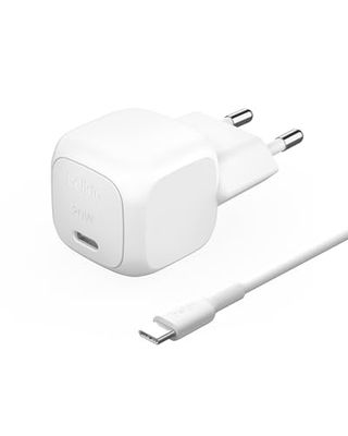 Belkin BoostCharge kubusvormige 20W-wandlader, 20 W oplader, Power Delivery USB C charger voor Apple iPhone 16, Samsung Galaxy S25, iPad, AirPods en meer, USB-C-C-kabel meegeleverd - wit
