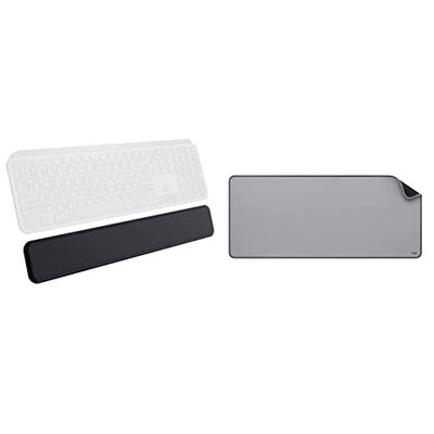 Logitech MX Palmrest per MX Keys Tastiera, Grigio & Desk Mat - Studio Series, Multifunzione, Tappetino per Mouse Esteso