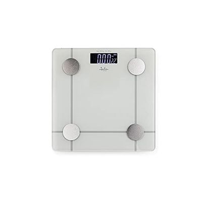 Jata Hogar HBAS1504 Balance de bain numérique avec technologie Bluetooth Analyse poids, IMC, graisse, masse et eau corporelle Mémoire pour 8 personnes jusqu'à 180 kg