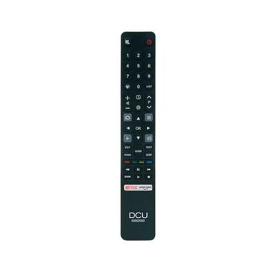 DCU Tecnologic TV afstandsbediening voor TCL TV's bevat knoppen voor Netflix, Prime Video, zwart