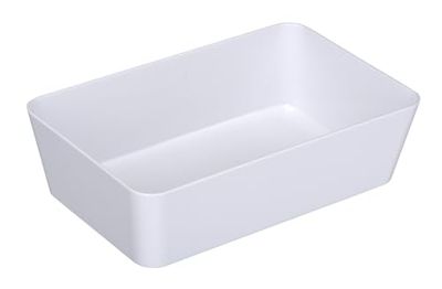 WENKO Bac de Rangement Large Candy Blanc - Rangement Salle de Bain Capacité: 1.638 l, Polystyrène, 22 x 6 x 14 cm, Blanc