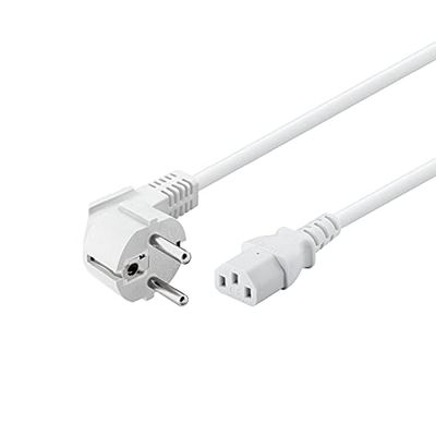 Goobay 96030 IEC-kabel 1,5 m/C13 IEC-uttag & 90 graders skyddskontakt vinkelkontakt/universell PC skärm PC strömkabel C13 strömkabel/vit/1,5 m