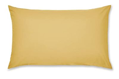 Catherine Lansfield Fronhas em percal fáceis de engomar, tamanho padrão, 50 x 75 cm, embalagem de 2 fronhas com fecho de envelope, ocre