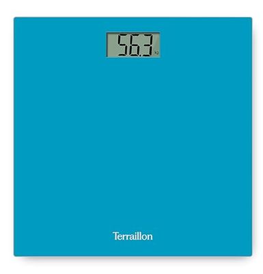 TERRAILLON Elektronische personenweegschaal – ultraplat, automatische start/stop, groot lcd-display, 150 kg – TX1500, blauw