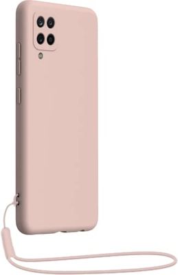 Bigben Coque pour Samsung Galaxy A12 Silicone + dragonne assortie Rose Nude