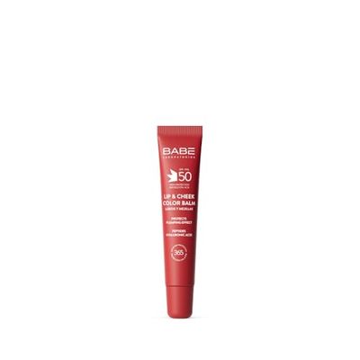 Laboratorios Babé - LIP & CHEEK SPF 50 ROJO - Bálsamo Fotoprotector en Tono Rojo | Alta Protección Solar SPF 50 | Hidratación y Efecto Volumen Natural | Para Labios y Mejillas