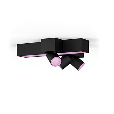 Philips Hue White and Color Ambiance Centris, Plafoniera Smart LED, 4 Faretti centrali orientabili, Bluetooh, Nera