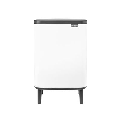 Brabantia - Bo Waste Bin Hi 12L with Soft Close Lid, Removable Inner Bucket, and Transport Grip – Ideal for Bathroom, Bedroom, and Home Office – White