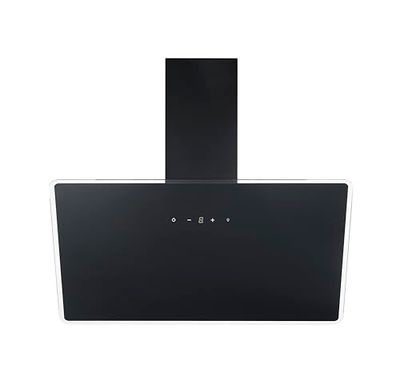 Respekta Hotte aspirante sans hotte/Hotte inclinée 90 cm/Boîtier métallique avec écran en verre noir/Fonction évacuation et recyclage de l'air / CH112090S / A++ / 39 – 61 dB